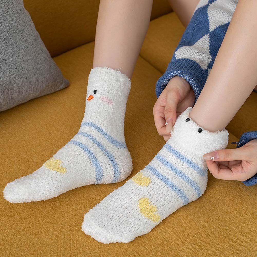 Socks Animal Print Simple Cute Floor Socks Mid-tube Socks Coral Fleece Socks Female Hosiery