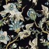 Royal Samt Stoff Polyester Zum Nähen - Motiv Kranich Und Blumen