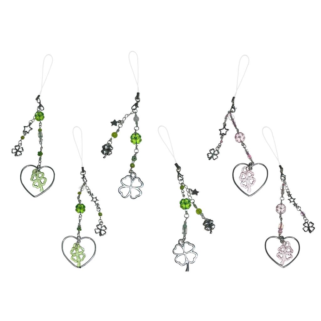 Delicate Phone Charm Keychain Fashionable Keyring Beaded Bag Pendant for Women and Girls Carry Luck and Happiness