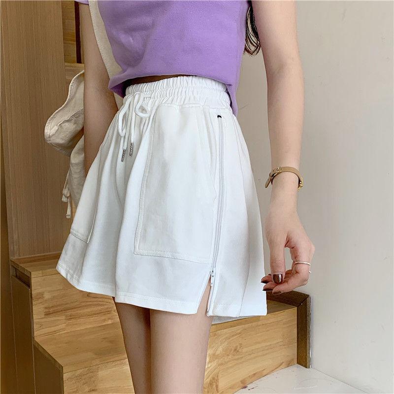 WTEMPO Женские свободные повседневные брюки больших размеров на молнии, студенческие спортивные шорты с эластичной резинкой на талии, удобные большие карманы для спортзала, стадиона