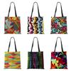 Abstract Art Print Shopping Bags Women Folding Reusable Customize Tote Shoulder Bag Canvas Casual Groceries Handbags 2022