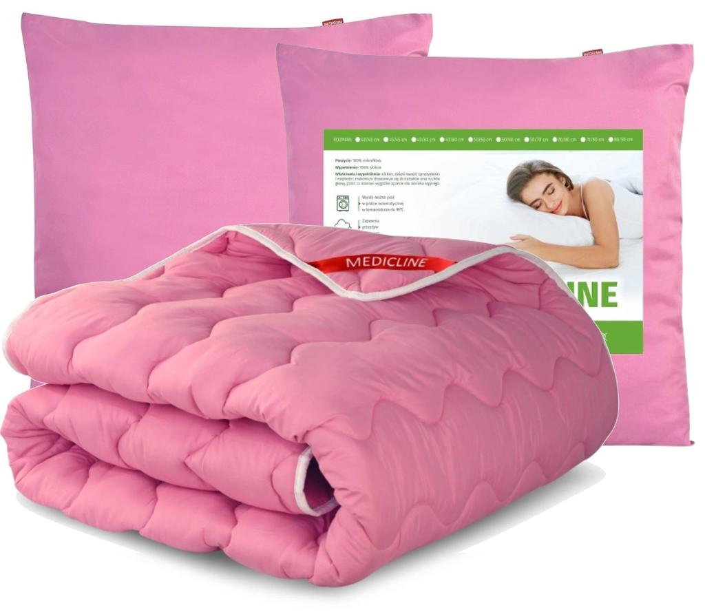 2 Pillows + Duvet Set All Season Pink Microfiber
