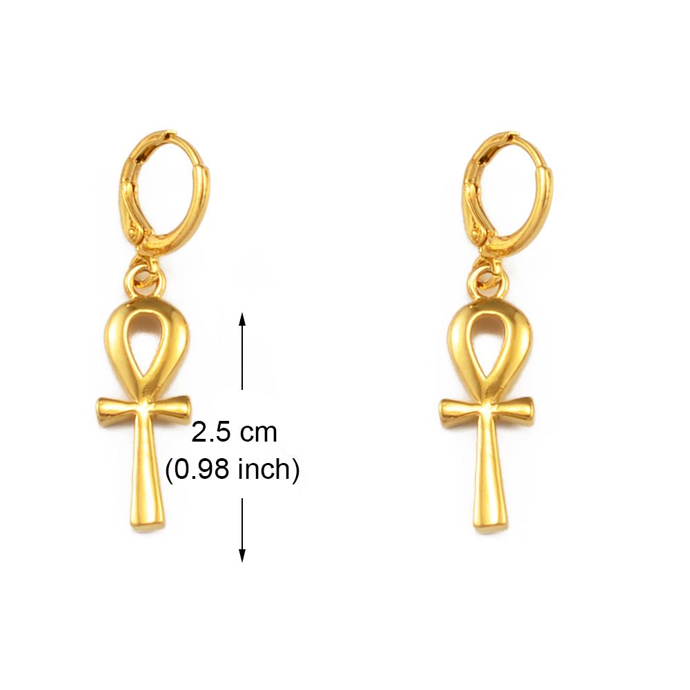 Anniyo 2.5cm Ankh Earrings for Women Girls African Egypt Nile-Key Traditional Ancient Egypt Ethnic #342806