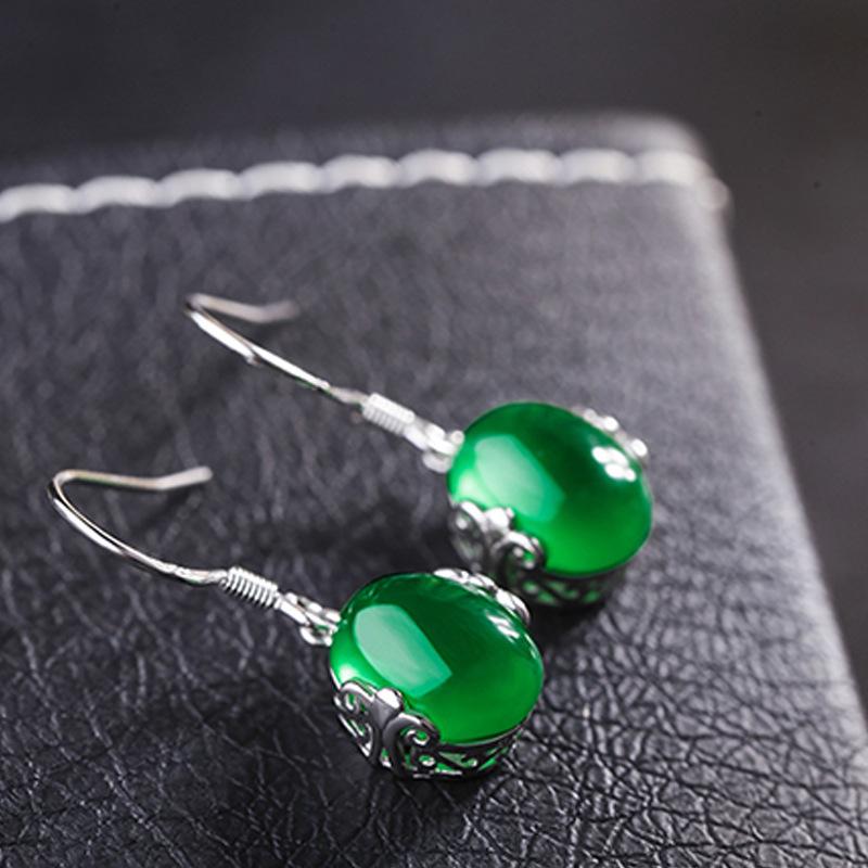 Комплект ювелирных изделий Cellacity из стерлингового серебра 925 пробы для женщин, подвески, зеленый халцедон, красный агат, кольцо с изменяемым размером, серьги-капли, ожерелье, подарок