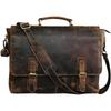16 Inch Retro Buffalo Hunter Leather Laptop Messenger Bag Office Briefcase