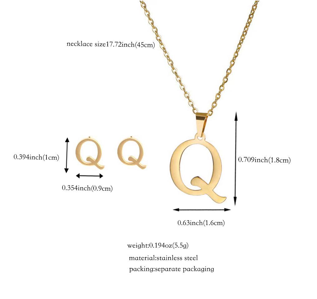 Набор украшений из титановой стали: Невыцветающее ожерелье и серьги с английскими буквами