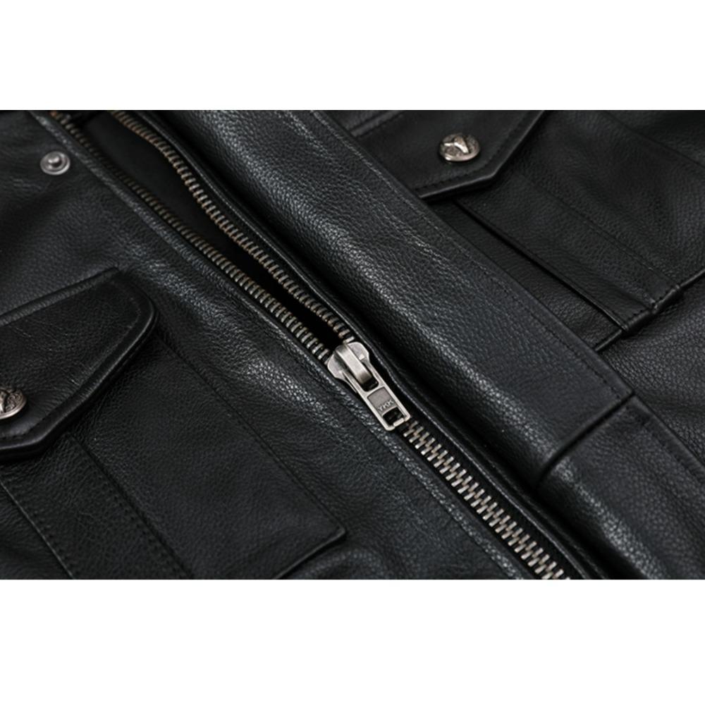 Китайский размер Мужская кожаная куртка Стиль Натуральная коровья кожа Пальто Мягкий приталенный крой Весна