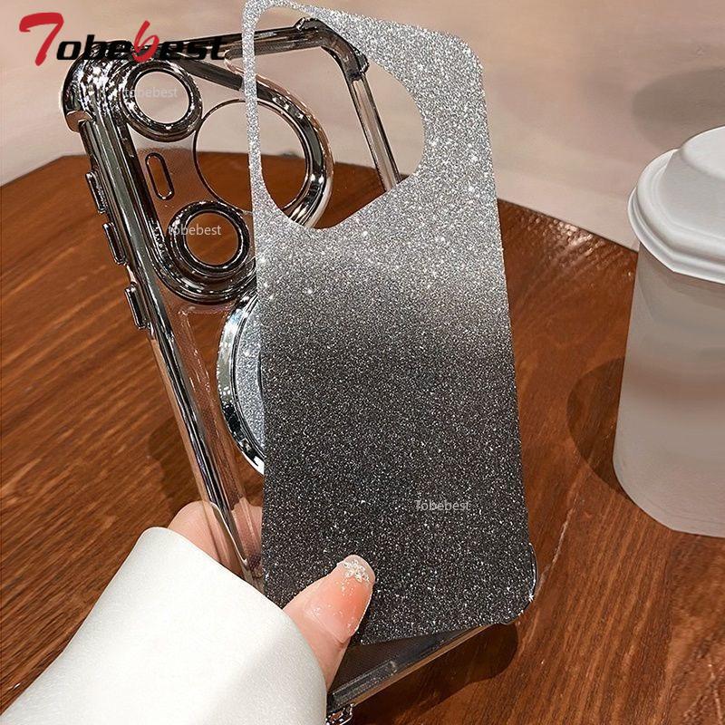 Противоударный Кристальный Браслет с Блестящим Покрытием, Чехол-Подставка для Телефона с Зеркалом Magsafe для Huawei Honor 400 Lite 300 Ultra Pro