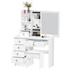 Makeup Vanities Vanity Desk with Sliding Mirror, Bedroom Dressing Table, Makeup Desk with 6 Drawers Bedroom Furniture