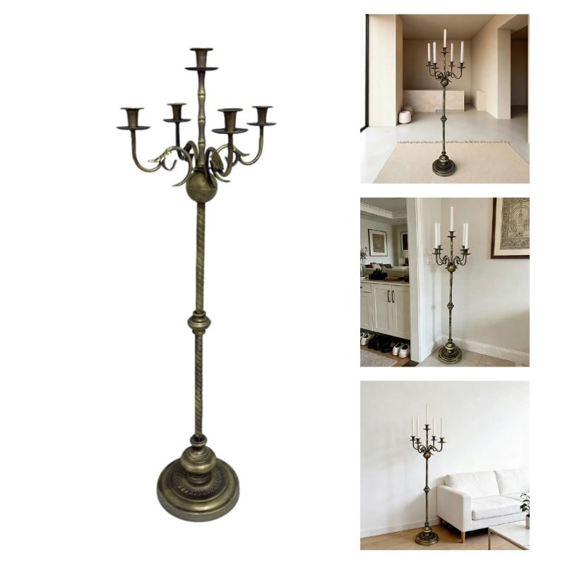 Железный напольный подсвечник с устойчивым основанием, канделябр для семейного мероприятия и активного отдыха