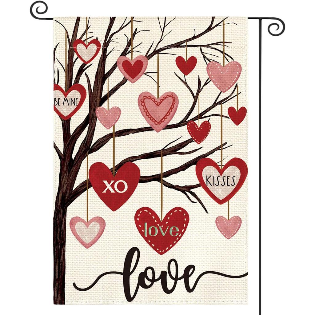 Valentine's Day Garden Flag Outdoor Date Party Decoration Flag Love Print House Door Welcome Flag