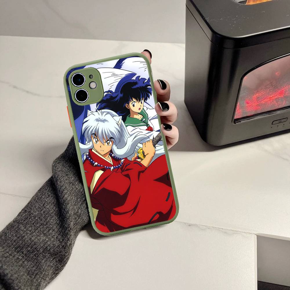 Amine I-Inuyasha Matte Transparent Phone Cover For iPhone Case 16 15 14 13 12 11 Pro Max X XS Max Plus
