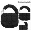 Fluffy Mini Pleated Handbag Black White Lightweight Quilted Headphone Bag Soft Padded Button Closure Waist Pack Bag Charm