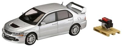HJ64 1/64 Mitsubishi Lancer Evolution 9 GSR с демонстрационной моделью двигателя, цвет металлик «крутой серебристый», готовое изделие