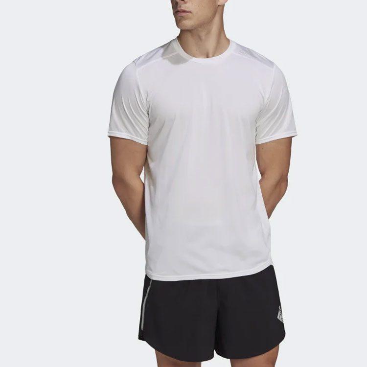 Adidas T Shirts Men's White Crew Neck Moderate Straight Fit HC9826