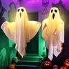 3 Pcs Halloween Hanging Ghosts 19.6" LED Light Up Outdoor Flying White Ghost for Front Yard Patio Lawn Garden Party Decor