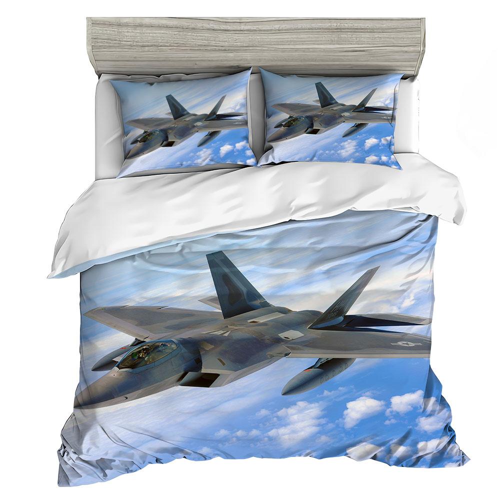 Airplane Duvet Cover SetFighter American Air Force Classic PlaneDecorative Bedding Set Queen Comforter Cover For Men Boys Teen
