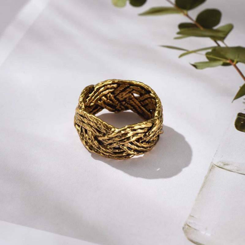 Vintage Style Geometric Copper Ring For Women Retro Fashionable Artisan Design