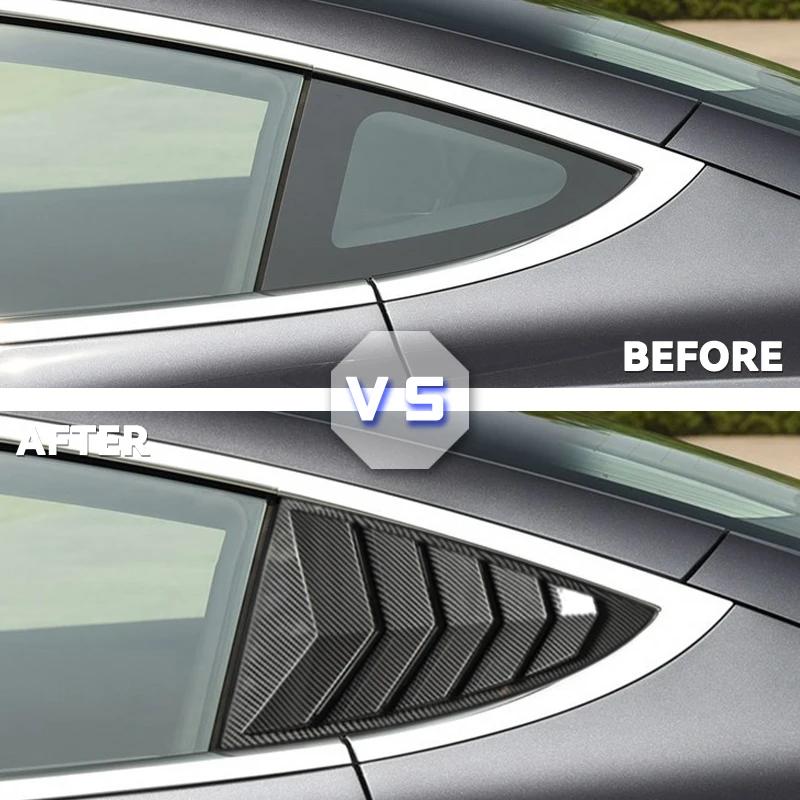 For Tesla New Model 3 2017-2025 Car Rear Triangle Window Shutters Sunshade Modified Decoration Carbon Fiber Accessories