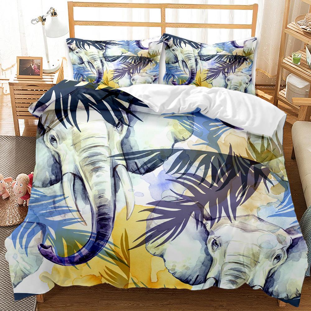 Abstract animal three-piece bedding 3D digital printing quilt set