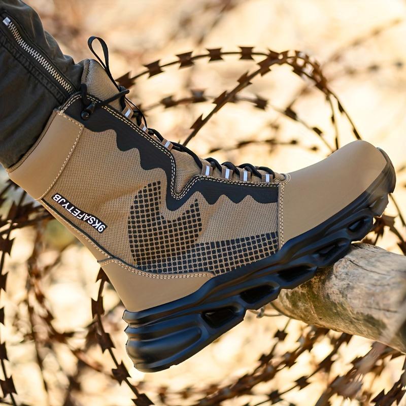 Высокие рабочие защитные ботинки, мужская рабочая обувь со стальным носком и пыленепроницаемая защитная обувь для языка, мужская обувь с защитой от проколов