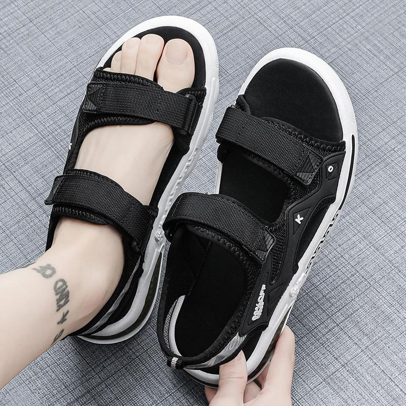 Summer Outdoor Men's Sandals Casual Anti-Slip Thick Bottom Soft Hiking Beach Flat Shoes EVA Outsole for Men Sport Black
