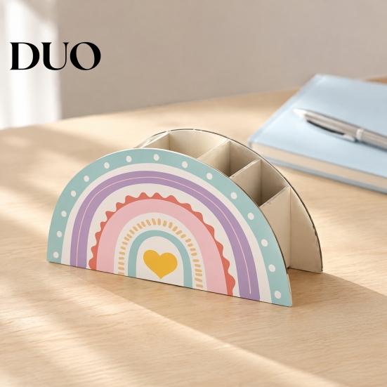 Desktop Storage for Small Items Wooden Rainbow Pencil Holder, Cute Desk Organizer, School Office Art Supply Study Decor Students Kids,