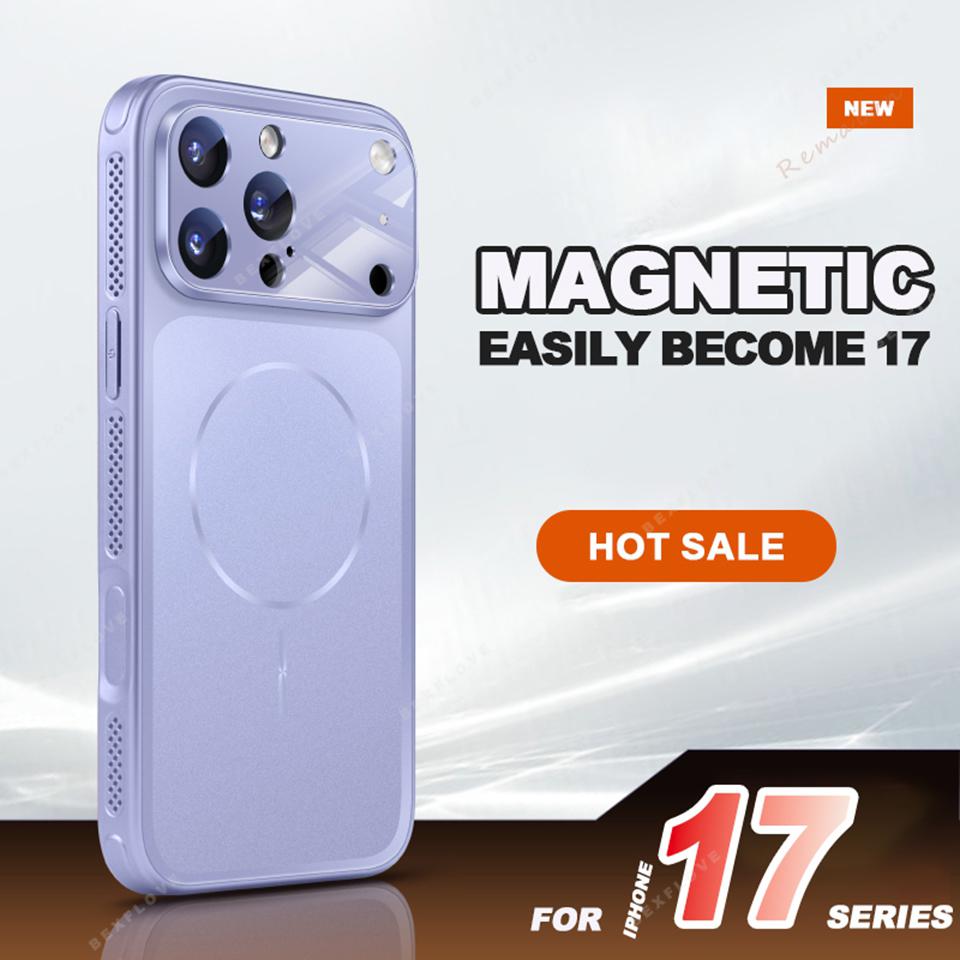 Матовый Магнитный Чехол из Стекла Corning для For Iphone 17 Air 14 1 16 12 13 Pro Max Plus Зарядка Ударопрочный Защитный Чехол