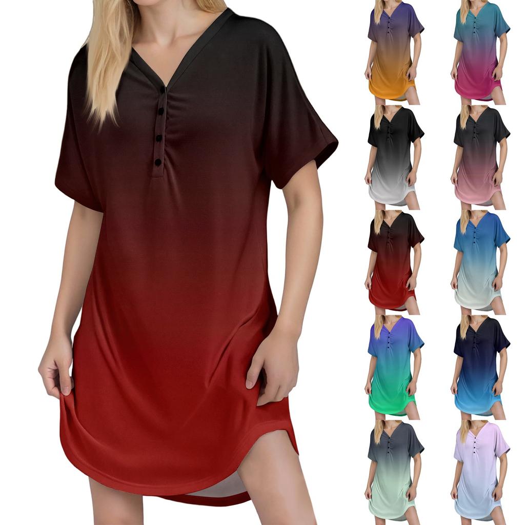 Женское повседневное платье с принтом, застегивающимся на пуговицы, коротким рукавом реглан