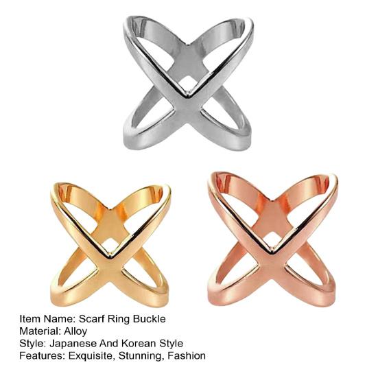 Зажим для шарфа X-образной формы Кольцо-пряжка для шарфа для женщин Леди Девушек Застежка-держатель для шелкового шарфа Аксессуары для футболки Шейного платка Шали
