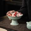 Большая керамическая тарелка для чая и закусок в стиле печи Жу: Десертная и фруктовая подставка на высоких ножках, Поднос для подношений, Подарок для Будды