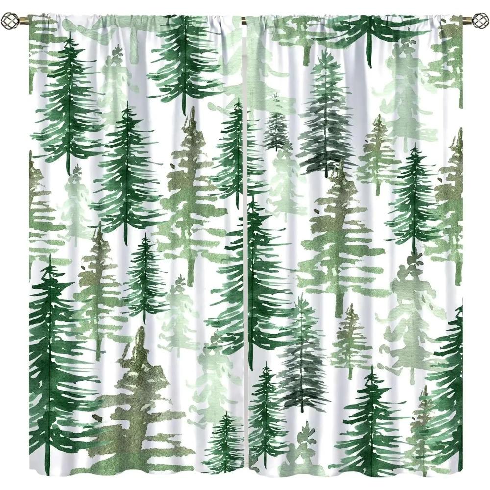 Country Forest Curtain Wild Animal Bear Deer fox Wolf Country Printed Curtain Semi-blackout Drape Bedroom Window Living Area Room Pair Of 2 Panels