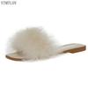 Mules Slippers Women Fashion Square Toe Furry Flat Shoes Office Ladies Slides Flats Green White Pink Ytmtloy Zapatillas Mujer