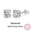 ORSA JEWELS Серьги-гвоздики из стерлингового серебра 925 пробы с камнем рождения для женщин Искрящиеся Сердцевидный крой Цирконий Маленькие серьги Подарок на день рождения APE32