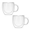 2Pcs Glass Water Mug Multipurpose Large Capacity Safe Transparent Drink Cup Double Layer for Home