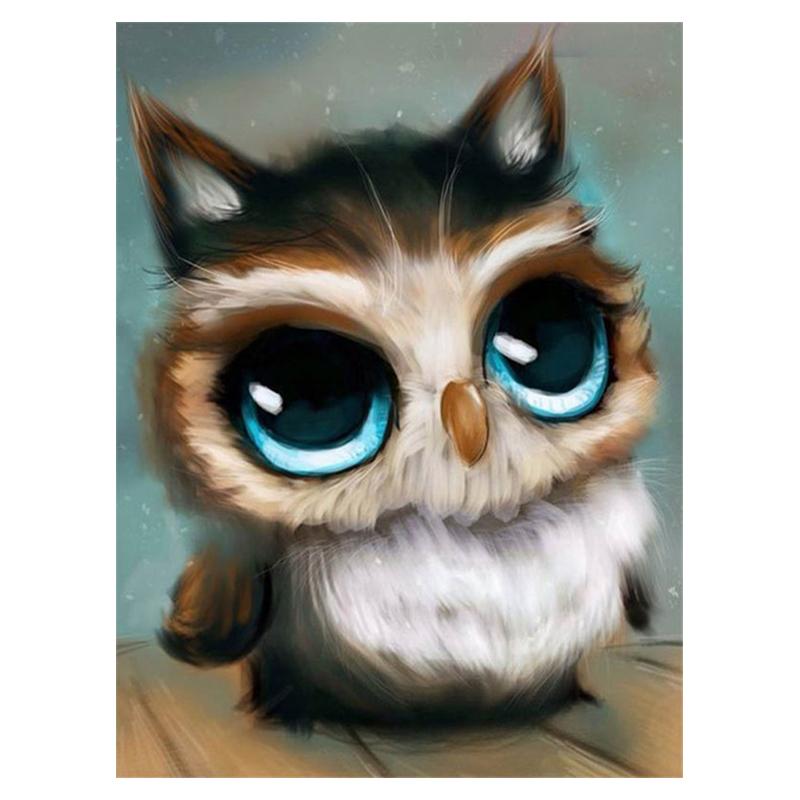 5D Diy алмазная живопись Сова, набор для вышивки крестом, полная дрель, круглая вышивка, мозаика, мультяшная художественная картина, декор из стразов, подарок