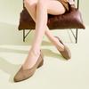 26 Spring New Vintage Genuine Leather Versatile Rubber Coarse Heel Mom Shoes Single Shoes Commuter Shoes Women