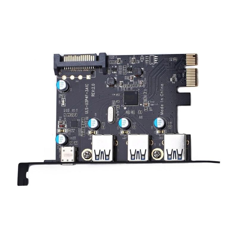 4-портовая PCI-E на 1x Type-C 3x Type-A USB3.0 4-портовая PCI-Express гостевая карта с внутренним 19-контактным разъемом