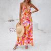 Floral Printed Sling Long Dresses Women Fashion Print Beach Maxi Summer Dress