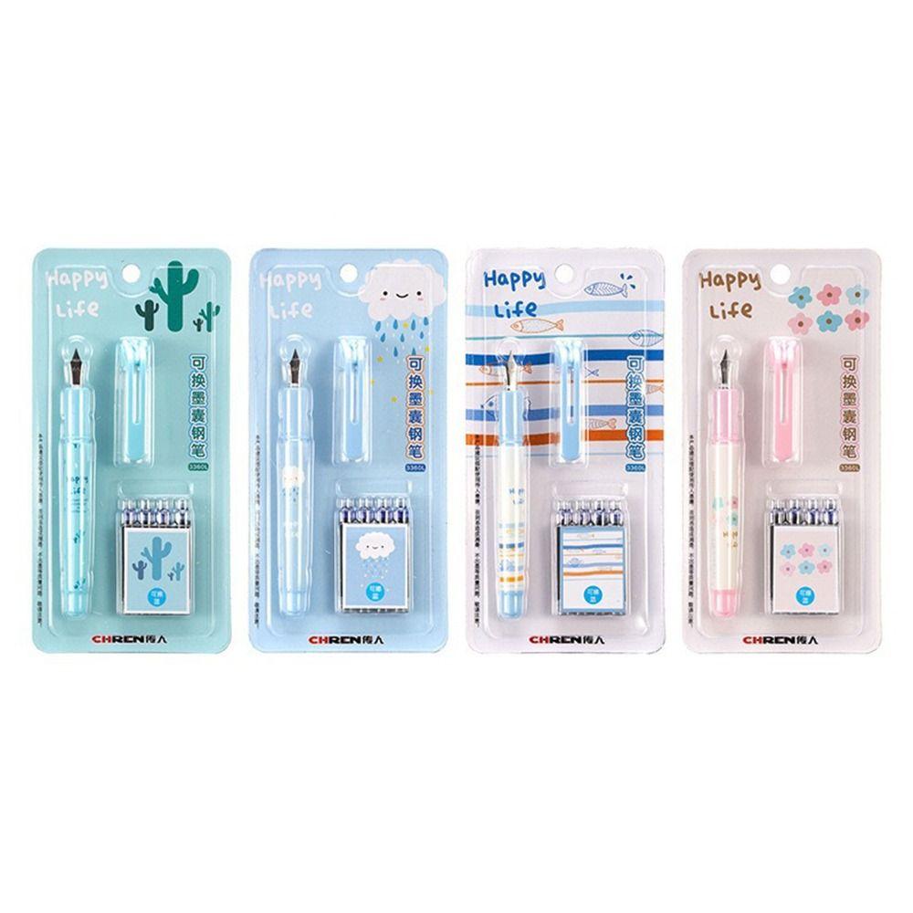 (1 ручка, 4 мешочка с чернилами, 1 колпачок от ручки) Стираемая авторучка 0,38 мм с чернилами, ручка для письма, набор перьевых ручек для офиса