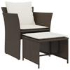 Garden Chair with Footstool Brown Poly Rattan