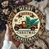 Винтажная металлическая жестяная табличка 8x8 дюймов Рождественский венок Леопардовый грузовик Настенный декор Домашний бар