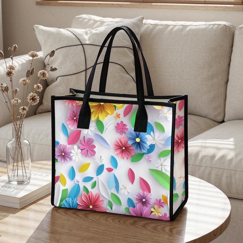 Floral Printed Large Tote Bag Casual Reusable Handbag for Daily Use