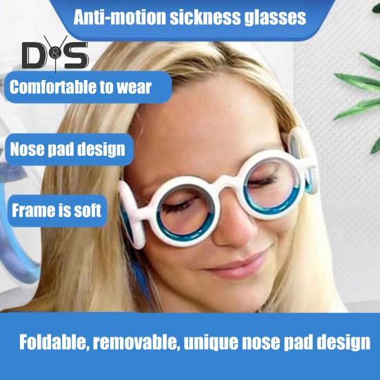 Motion Sickness Glasses Relieve Car Sickness Glasses Airsickness Seasickness Glasses No Lens Anti Nausea Vertigo Liquid Glasses for Adults or Kids