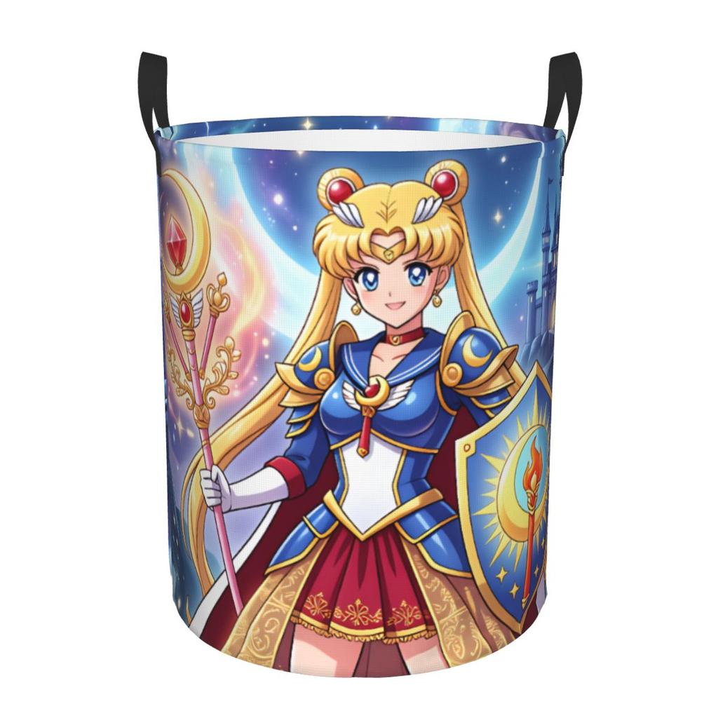 Sailor Moon Moon Stick Laundry Hamper Large Clothes Storage Basket Book Socks Bin Organizer for Bathroom