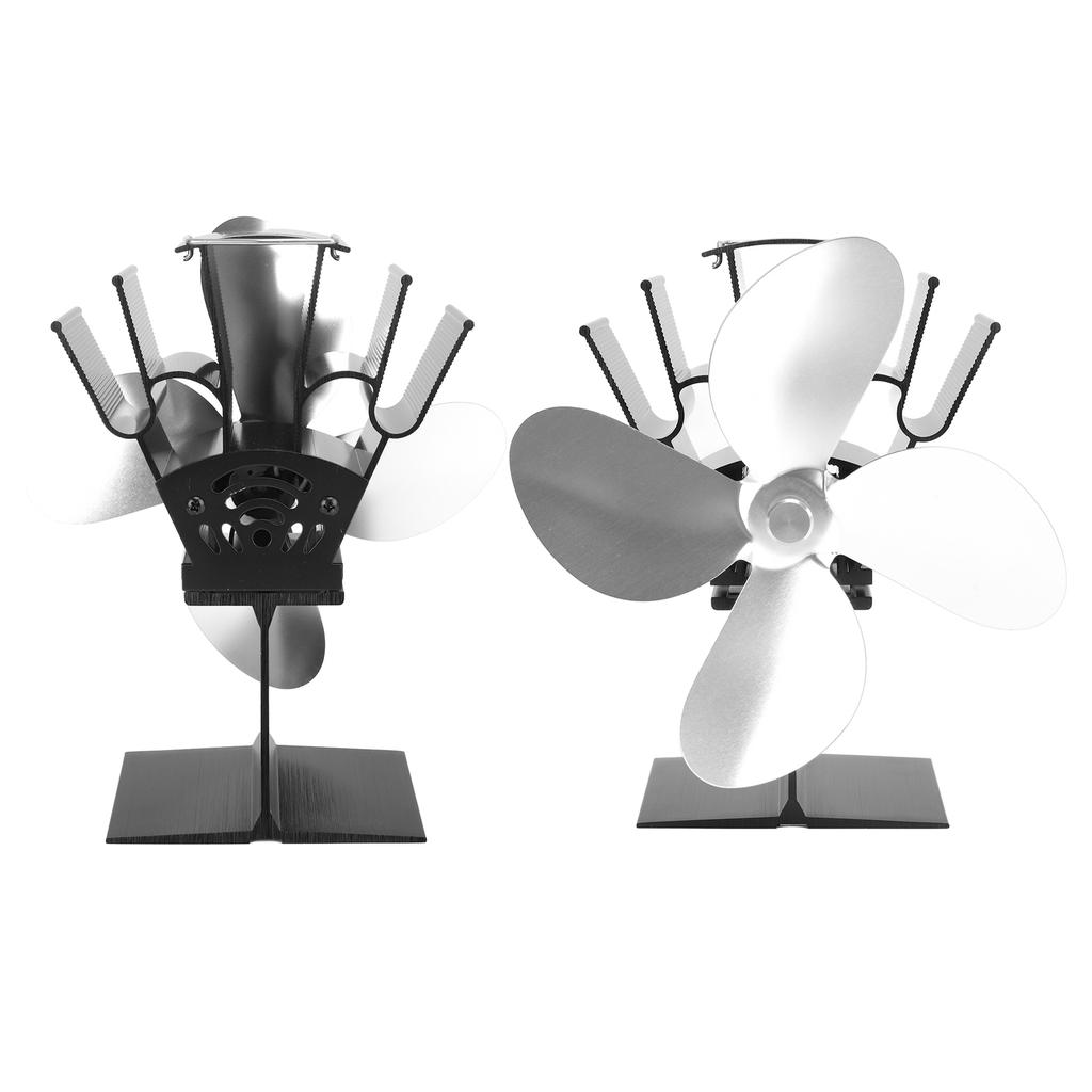 Вентилятор для плиты с 4 лопастями и термометром с тепловым экраном из алюминиевого сплава, бесшумный, с тепловым питанием