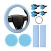 10 шт. кожаный чехол на руль для женщин, симпатичные автомобильные аксессуары, набор с ремнем безопасности, подплечниками, подстаканниками, украшениями для автомобиля