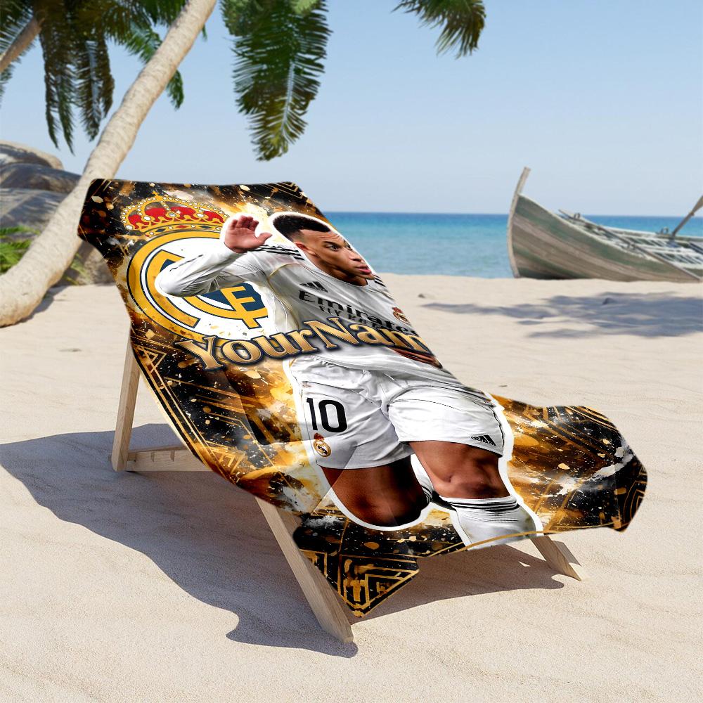 Mbappe Customize Your Name Beach Towel Super Soft Microfiber Quickdry Fabric