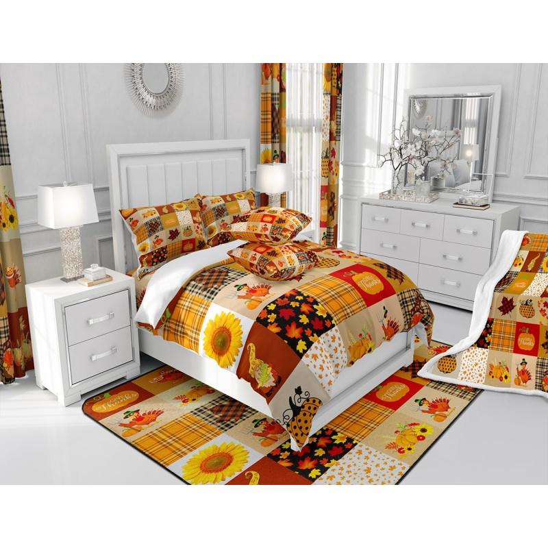 Осенняя тыква Кантри Фермерский дом Кленовый лист Подсолнух Комплект лоскутного одеяла День благодарения Индейка Мальчик Девочка Украшение комнаты для взрослых