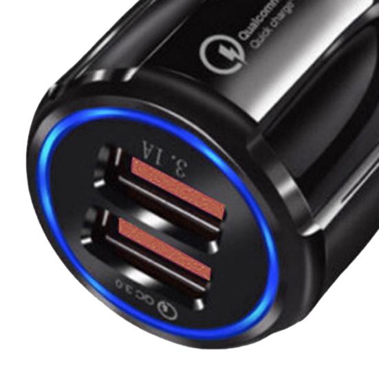 USB Charger 12/24V Universal LED Indicator Dual Port Fast Charging QC3.0 Bowling Car Charger for Automobile